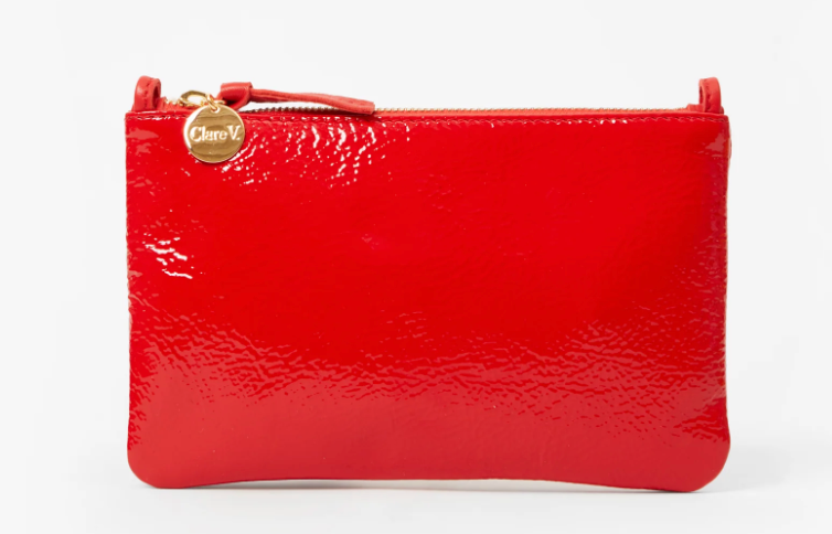 Wallet Clutch w/ Tabs - Pucker Patent in Super Red Pucker Patent