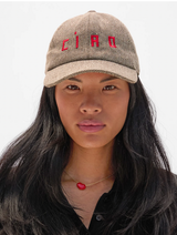 Wool Baseball Hat - Embroidered Ciao in Taupe