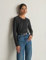ALEJANDRA LONG SLEEVE TEE IN H. CHARCOAL