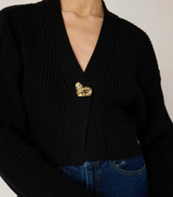 HEART SWEATER CARDIGAN IN BLACK
