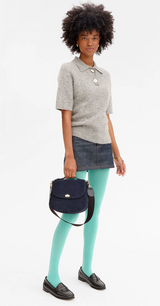 TURNLOCK LOUIS W/ TOP HANDLE - SUEDE IN NAVY