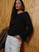 TAVIN TIE BACK TOP IN BLACK