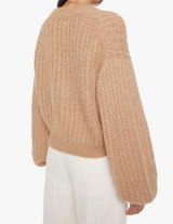 THE PUFFY SLEEVE VARSITY CARDI IN COTTON CANDY