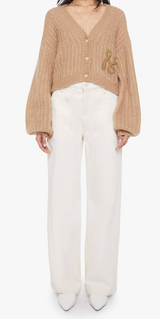 THE PUFFY SLEEVE VARSITY CARDI IN COTTON CANDY