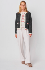 RAGLAN CARDIGAN SWEATER W/ CONTRAST TIPPING