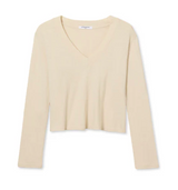 FIONA RECYCLED COTTON LS VNECK IN SUGAR