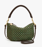 PETIT MOYEN MESSENGER - SUEDE WOVEN CHECKER IN DEEP PINE/CHOCO
