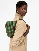 PETIT MOYEN MESSENGER - SUEDE WOVEN CHECKER IN DEEP PINE/CHOCO