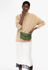 PETIT MOYEN MESSENGER - SUEDE WOVEN CHECKER IN DEEP PINE/CHOCO