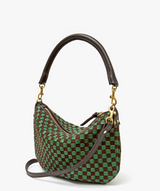 PETIT MOYEN MESSENGER - SUEDE WOVEN CHECKER IN DEEP PINE/CHOCO