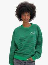 OVERSIZED SWEATSHIRT - STRIPES IN GREEN/CHARCOAL