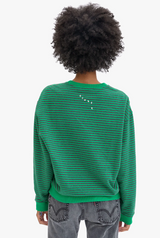 OVERSIZED SWEATSHIRT - STRIPES IN GREEN/CHARCOAL