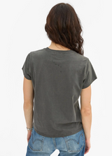 CLASSIC TEE - FLOCKED BLOCK CIAO IN FADED BLACK