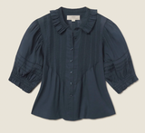 JESS BLOUSE IN TEAL COTTON VOLIE