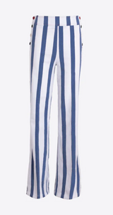 TEODORA BLUE & WHITE STRIPED TROUSERS W/BUTTONS