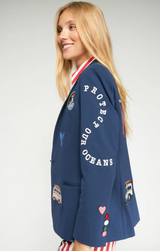 HANNAH NAVY BLUE SUFR EMBROIDERED JCAKET