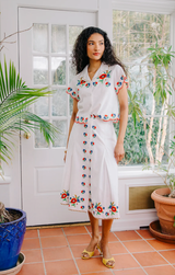 BERRI MIDI SKIRT IN MAY MORRIS EMBROIDERY