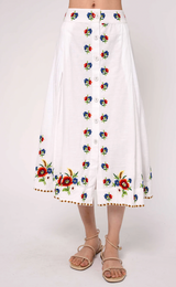 BERRI MIDI SKIRT IN MAY MORRIS EMBROIDERY
