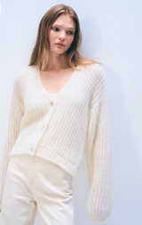 MOHAIR LUXE CARDIGAN IN IVORY