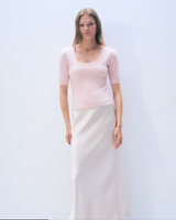 CASHMERE SCOOP NECK TOP IN PINK SAND