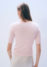 CASHMERE SCOOP NECK TOP IN PINK SAND