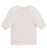 VELOUR S/S PUFF TEE IN WHITE SAND
