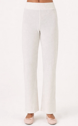 VELOUR FLARE PANT IN WHITE SAND