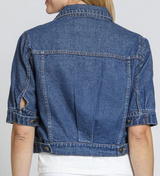 CROP JEAN JACKET IN MEDIUM INDIGO