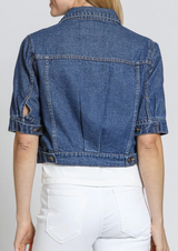 CROP JEAN JACKET IN MEDIUM INDIGO
