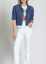 CROP JEAN JACKET IN MEDIUM INDIGO