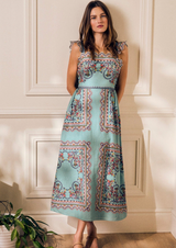 VERONIQUE ANKLE DRESS IN BLEURA PRINT