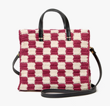 PETIT SUMMER SIMPLE TOTE IN MINI CROCHET CHECKER PLUMMY/CREAM