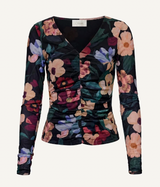 CARIAD TOP IN BLACK ANDALUSIA PRINT