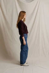 ZIGGY SHRUNKEN CREW INSIDE OUT SWEATSHIRT IN CHERRY LACQUER
