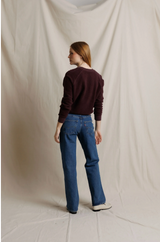 ZIGGY SHRUNKEN CREW INSIDE OUT SWEATSHIRT IN CHERRY LACQUER