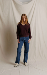 ZIGGY SHRUNKEN CREW INSIDE OUT SWEATSHIRT IN CHERRY LACQUER