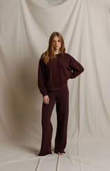MARLEY INSIDE OUT FLEECE PANTS IN CHERRY LACQUER