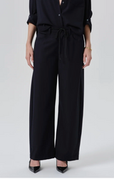 BRYNN DRAWSTRING TROUSER IN FELTED WOOL NAVY