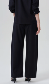 BRYNN DRAWSTRING TROUSER IN FELTED WOOL NAVY