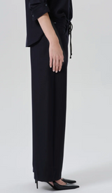 BRYNN DRAWSTRING TROUSER IN FELTED WOOL NAVY