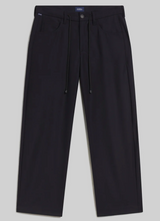 BRYNN DRAWSTRING TROUSER IN FELTED WOOL NAVY