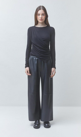 JOY FAUX LEATHER TROUSER IN NOIR