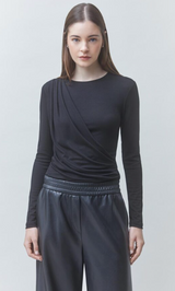 JOY FAUX LEATHER TROUSER IN NOIR