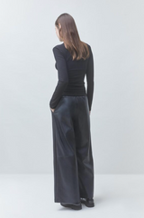 JOY FAUX LEATHER TROUSER IN NOIR