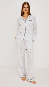 LUNA PAJAMA SET IN STRIPPED ONYX FLORAL