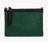 Flat Clutch w/ Tabs - Hair-On Bottle Green