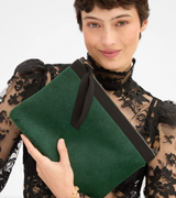 Flat Clutch w/ Tabs - Hair-On Bottle Green