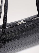 VARESE SHOULDER BAG IN BLACK CROC EMB.