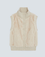 DOODLE FAUX FUR VEST IN CREME