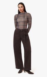 BRYNN CORDUROY SELF TIE WIDE LEG IN CHOCOLATE
